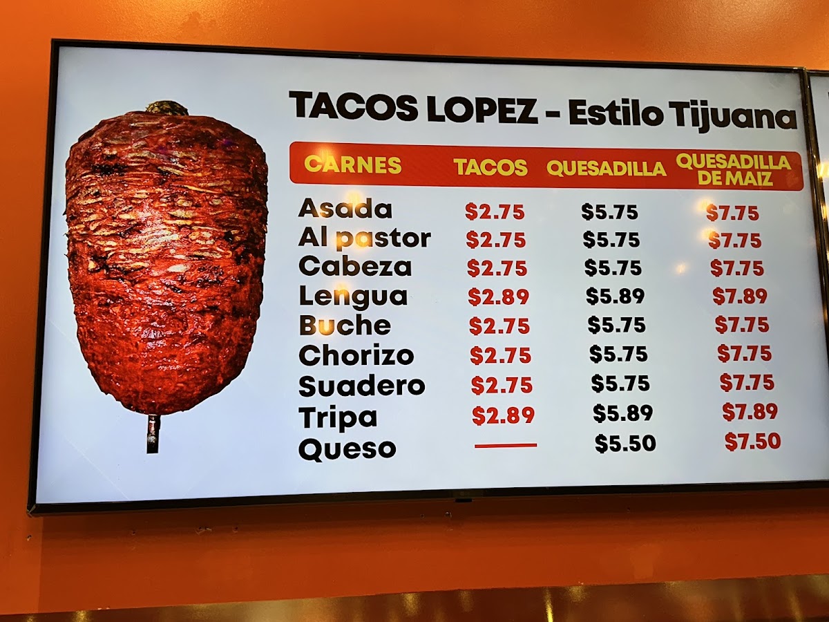 Tacos Lopez Tijuana Style Menu - Image 5